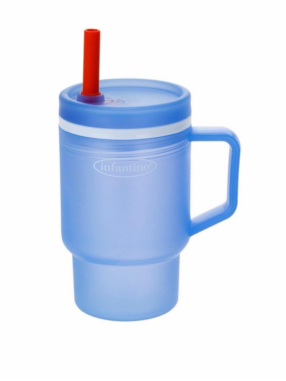 Infantino Blue Sippy Cup with Red Straw and Handle